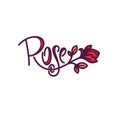 simple line art doodle Rose Flower Logo with lettering composition