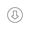 Simple line art down arrow icon in a round frame Royalty Free Stock Photo