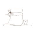 Simple line art glass canning jar with heart. Preserved food, jar for jam, for honey, autumn and winter preservation