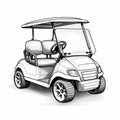 Simple Line Art Golf Cart Vector Illustration On White Background Royalty Free Stock Photo