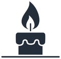 Simple Line Art Icon of a Burning Candle with Dripping Wax Royalty Free Stock Photo