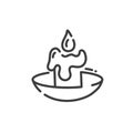 Simple line art icon of burning wax candle Royalty Free Stock Photo