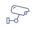 Simple line art icon of security camera for video surveillance and observation of controled area. CCTV sign in lineart