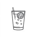 Simple Outline Icon of a Refreshing Lemonade or Cocktail Drink with Straw and Citrus Slice Royalty Free Stock Photo