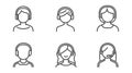 Simple Line Art Illustrations Of Call Center Representatives With Headphones, Ideal For Support And Communication Royalty Free Stock Photo