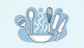Kitchen Utensils and Cooking Essentials Illustration Royalty Free Stock Photo