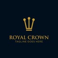 Simple line art linear luxury Royal crown logo design vector illustration. universal premium King Queen brand template