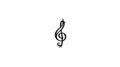 Elegant Treble Clef with Swirls - Black Musical Symbol Graphic Royalty Free Stock Photo