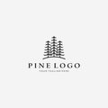 Simple Line Art Pine Tree Logo Vector Illustration Design Linear, Minimalist Tree, Minimal of Tree Logo Simply