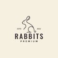 Simple line art rabbit hipster logo design vector graphic symbol icon illustration creative idea