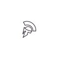 Simple Line art Spartan Warrior Helmet logo design Royalty Free Stock Photo