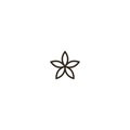 Simple line art vector iconic sign of a blooming five-petal flower