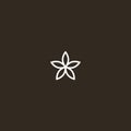 Simple line art vector iconic sign of a blooming five-petal flower