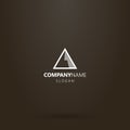 Simple line art vector logo of geometric triangular mountain with shadow Royalty Free Stock Photo