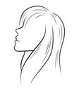 Simple line art of a woman seen from the side on white background