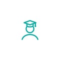 Simple line avatar. human figure with mortar board cap on head