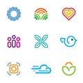 Simple line blog forum logo community fast download icon set Royalty Free Stock Photo