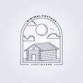 simple line cabin logo cottage lodge lodging homestead vector illustration barn design