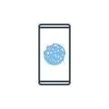 Simple Line of Cell Phone Vector Icon - finger print human id Royalty Free Stock Photo
