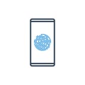 Simple Line of Cell Phone Vector Icon - finger print human id