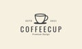 Simple line coffee cup drink logo vector icon symbol design graphic illustration Royalty Free Stock Photo