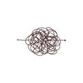Simple line and complex easy way. Scribble doodle chaos mindset. Problem solving, difficult line. Vector hand drawn