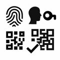 Simple Line Design Biometric Digital Data Security Authentication Icon Set Royalty Free Stock Photo