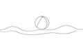 Minimalist Beach Ball on Waves, Single Line Art Royalty Free Stock Photo