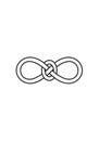 Simple line drawing of a Carrick Bend knot. The design features two interlocking loops Royalty Free Stock Photo