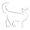 simple line drawing cat illustartion