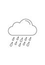 Simple line drawing of a cloud with raindrops falling from it. The cloud is rounded with Royalty Free Stock Photo