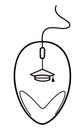 Computer mouse with graduation cap illustration Royalty Free Stock Photo