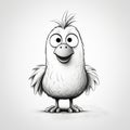 Simple Line Drawing Of A Cute Chicken With 6b Pencil