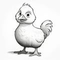 Simple Line Drawing Of A Cute Chicken With 6b Pencil