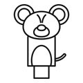 Cute mouse hand puppet standing with tail outlined Royalty Free Stock Photo
