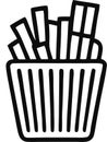 Simple line drawing of french fries in a basket Royalty Free Stock Photo