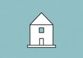 A simple line drawing of a house against a blue background. The house has a triangular roof, one Royalty Free Stock Photo