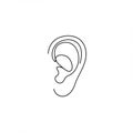 Simple line drawing of a human ear. Rendered in a minimalistic style with continuous, Royalty Free Stock Photo