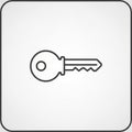 Simple line drawing of a key on a light gradient background. The key has a round bow Royalty Free Stock Photo