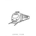A simple line drawing of a modern train icon. The train features a streamlined front Royalty Free Stock Photo