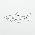Simple line drawing of a shark on a plain white background. The illustration features a Royalty Free Stock Photo