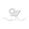 Simple line drawing of solar panel capturing sunlight in a field Royalty Free Stock Photo