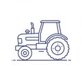 Simple line drawing of a tractor with a cabin and visible exhaust pipe. Features large r Royalty Free Stock Photo