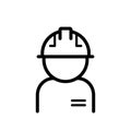 Simple Line Engineer or Construction Worker in Hard Hat Vector Icon Royalty Free Stock Photo