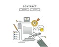 Simple line flat design of contract, modern illustration