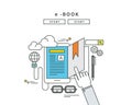 Simple line flat design of e-book, modern illustration Royalty Free Stock Photo