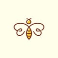 Simple line honey bee logo