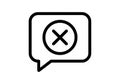 Simple line icon of a speech bubble with a red x inside representing error or message not sent Royalty Free Stock Photo