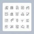 Simple Line Icons Representing Office Workflow and Document Management Royalty Free Stock Photo