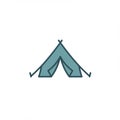 Simple line illustration of a camping tent. The design features a triangular shape with Royalty Free Stock Photo